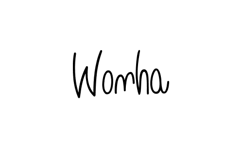 You should practise on your own different ways (Angelique-Rose-font-FFP) to write your name (Wonha) in signature. don't let someone else do it for you. Wonha signature style 5 images and pictures png