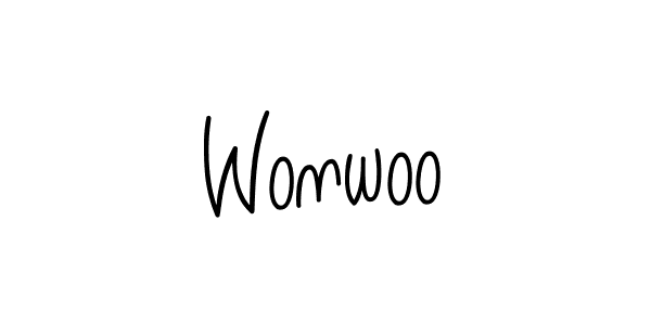 Wonwoo stylish signature style. Best Handwritten Sign (Angelique-Rose-font-FFP) for my name. Handwritten Signature Collection Ideas for my name Wonwoo. Wonwoo signature style 5 images and pictures png