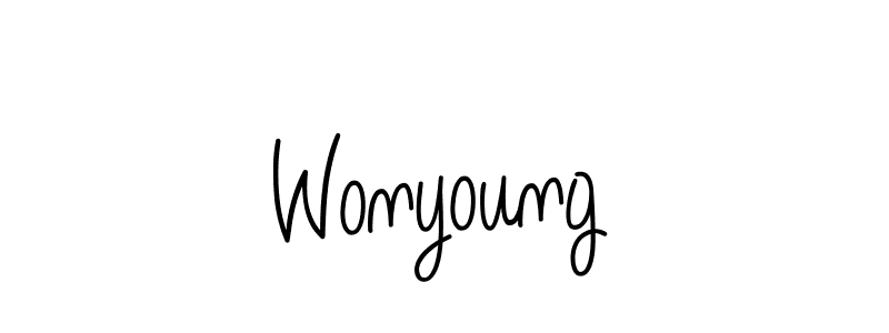 Use a signature maker to create a handwritten signature online. With this signature software, you can design (Angelique-Rose-font-FFP) your own signature for name Wonyoung. Wonyoung signature style 5 images and pictures png