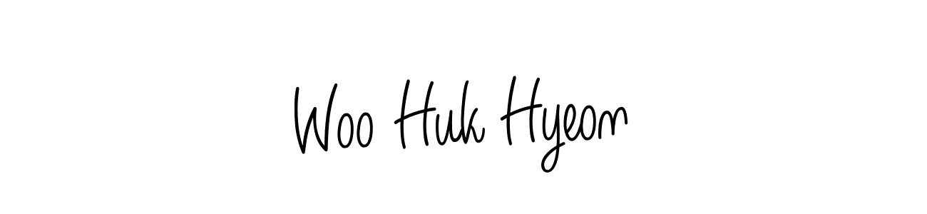 Woo Huk Hyeon stylish signature style. Best Handwritten Sign (Angelique-Rose-font-FFP) for my name. Handwritten Signature Collection Ideas for my name Woo Huk Hyeon. Woo Huk Hyeon signature style 5 images and pictures png