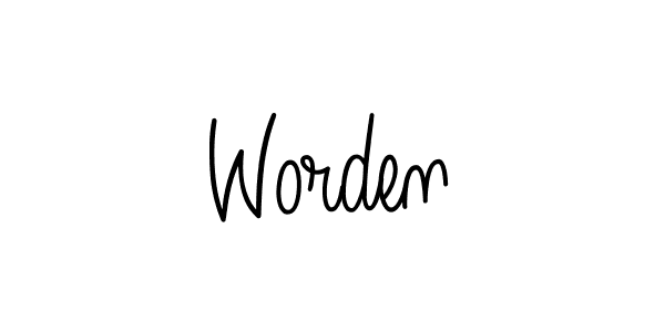 Use a signature maker to create a handwritten signature online. With this signature software, you can design (Angelique-Rose-font-FFP) your own signature for name Worden. Worden signature style 5 images and pictures png