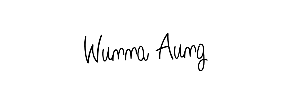 Wunna Aung stylish signature style. Best Handwritten Sign (Angelique-Rose-font-FFP) for my name. Handwritten Signature Collection Ideas for my name Wunna Aung. Wunna Aung signature style 5 images and pictures png
