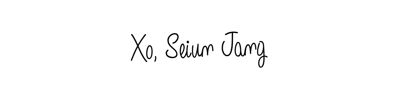 The best way (Angelique-Rose-font-FFP) to make a short signature is to pick only two or three words in your name. The name Xo, Seiun Jang include a total of six letters. For converting this name. Xo, Seiun Jang signature style 5 images and pictures png