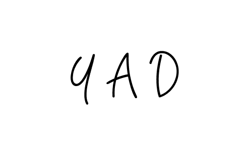 Y A D stylish signature style. Best Handwritten Sign (Angelique-Rose-font-FFP) for my name. Handwritten Signature Collection Ideas for my name Y A D. Y A D signature style 5 images and pictures png