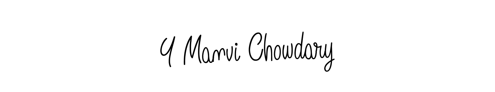 The best way (Angelique-Rose-font-FFP) to make a short signature is to pick only two or three words in your name. The name Y Manvi Chowdary include a total of six letters. For converting this name. Y Manvi Chowdary signature style 5 images and pictures png