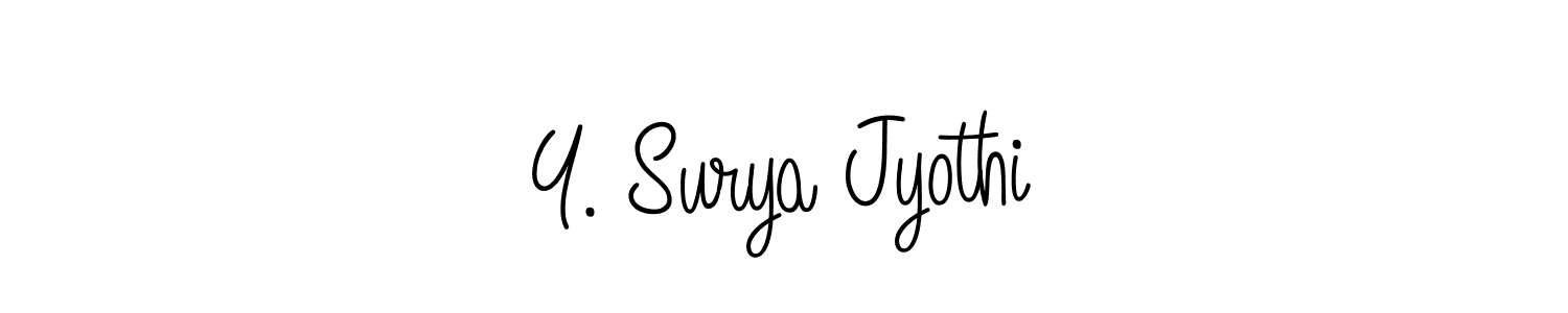 How to make Y. Surya Jyothi name signature. Use Angelique-Rose-font-FFP style for creating short signs online. This is the latest handwritten sign. Y. Surya Jyothi signature style 5 images and pictures png