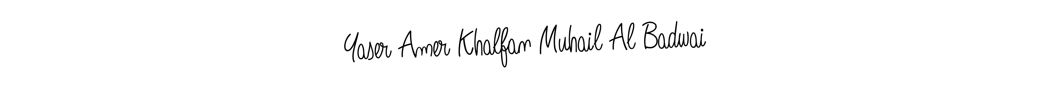 Use a signature maker to create a handwritten signature online. With this signature software, you can design (Angelique-Rose-font-FFP) your own signature for name Yaser Amer Khalfan Muhail Al Badwai. Yaser Amer Khalfan Muhail Al Badwai signature style 5 images and pictures png