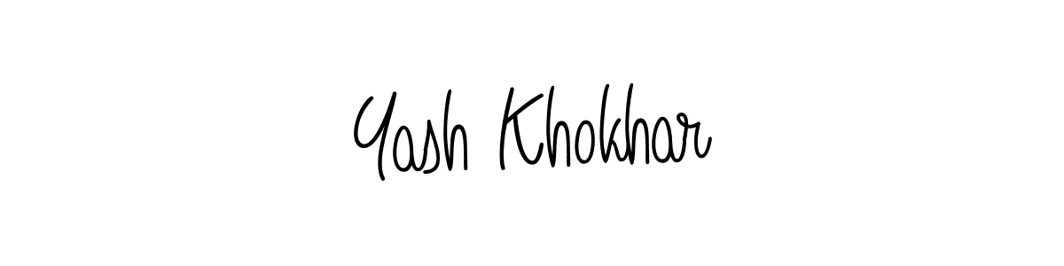 The best way (Angelique-Rose-font-FFP) to make a short signature is to pick only two or three words in your name. The name Yash Khokhar include a total of six letters. For converting this name. Yash Khokhar signature style 5 images and pictures png