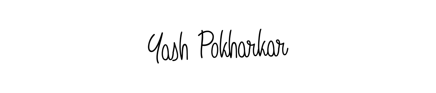 You should practise on your own different ways (Angelique-Rose-font-FFP) to write your name (Yash Pokharkar) in signature. don't let someone else do it for you. Yash Pokharkar signature style 5 images and pictures png
