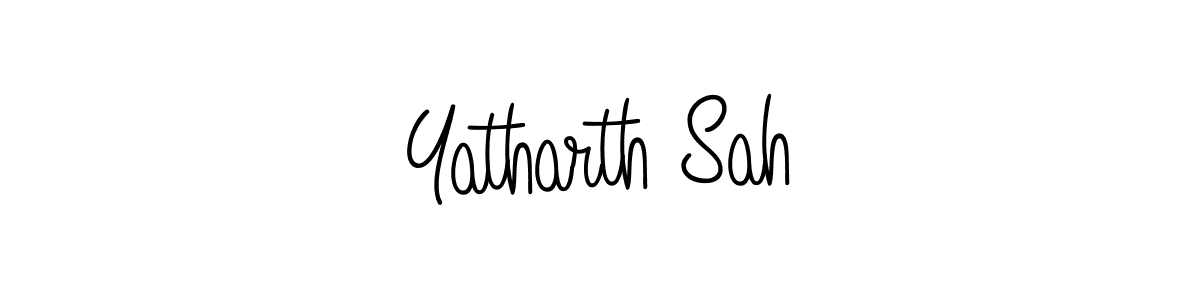 The best way (Angelique-Rose-font-FFP) to make a short signature is to pick only two or three words in your name. The name Yatharth Sah include a total of six letters. For converting this name. Yatharth Sah signature style 5 images and pictures png