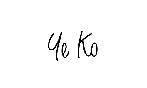 Make a beautiful signature design for name Ye Ko. With this signature (Angelique-Rose-font-FFP) style, you can create a handwritten signature for free. Ye Ko signature style 5 images and pictures png