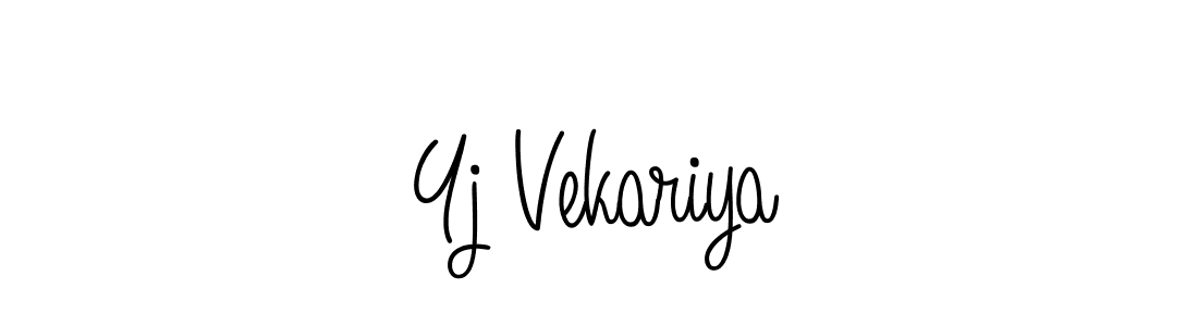 Use a signature maker to create a handwritten signature online. With this signature software, you can design (Angelique-Rose-font-FFP) your own signature for name Yj Vekariya. Yj Vekariya signature style 5 images and pictures png