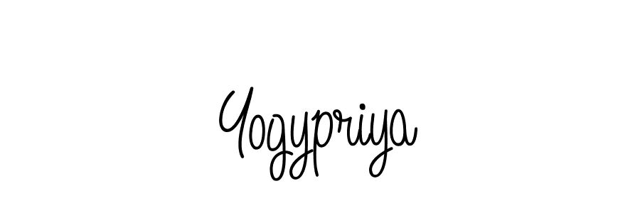 Use a signature maker to create a handwritten signature online. With this signature software, you can design (Angelique-Rose-font-FFP) your own signature for name Yogypriya. Yogypriya signature style 5 images and pictures png