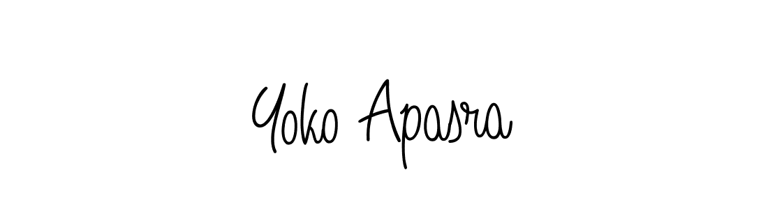 You should practise on your own different ways (Angelique-Rose-font-FFP) to write your name (Yoko Apasra) in signature. don't let someone else do it for you. Yoko Apasra signature style 5 images and pictures png