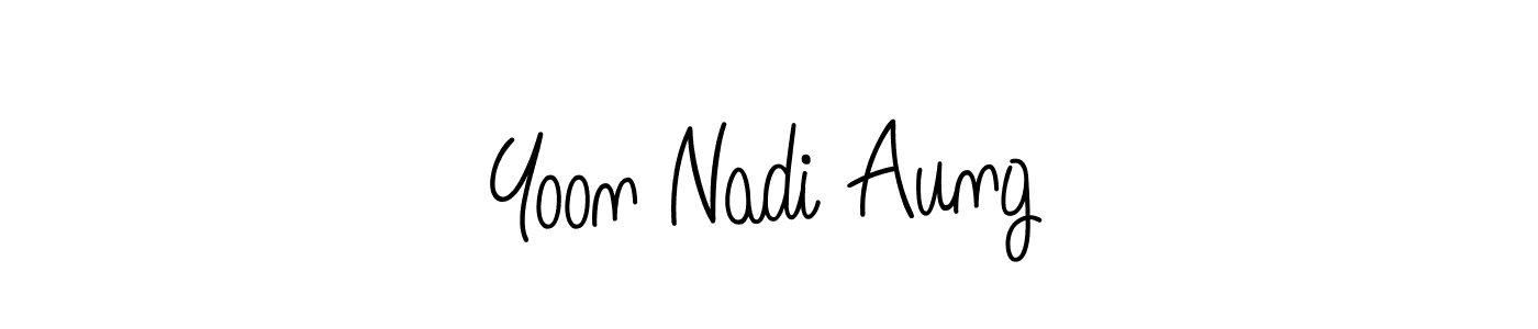 Use a signature maker to create a handwritten signature online. With this signature software, you can design (Angelique-Rose-font-FFP) your own signature for name Yoon Nadi Aung. Yoon Nadi Aung signature style 5 images and pictures png