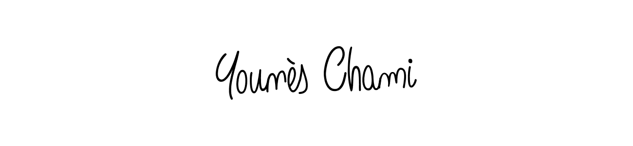 Use a signature maker to create a handwritten signature online. With this signature software, you can design (Angelique-Rose-font-FFP) your own signature for name Younès Chami. Younès Chami signature style 5 images and pictures png