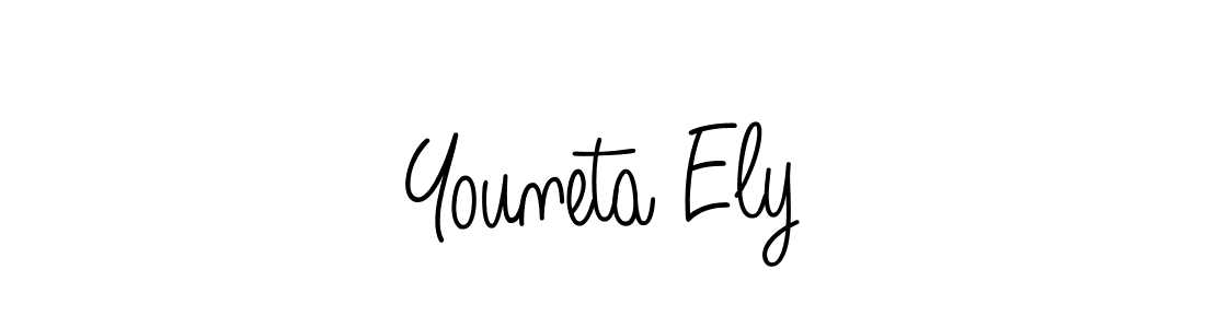 You should practise on your own different ways (Angelique-Rose-font-FFP) to write your name (Youneta Ely) in signature. don't let someone else do it for you. Youneta Ely signature style 5 images and pictures png