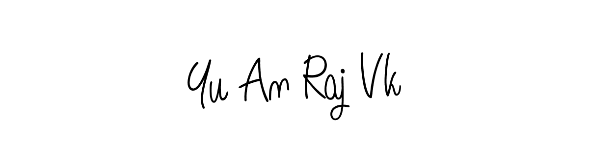 You should practise on your own different ways (Angelique-Rose-font-FFP) to write your name (Yu An Raj Vk) in signature. don't let someone else do it for you. Yu An Raj Vk signature style 5 images and pictures png