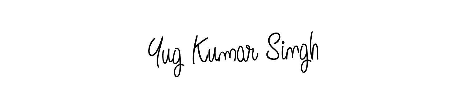 You should practise on your own different ways (Angelique-Rose-font-FFP) to write your name (Yug Kumar Singh) in signature. don't let someone else do it for you. Yug Kumar Singh signature style 5 images and pictures png