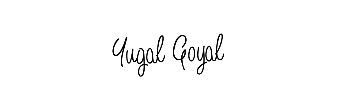 You should practise on your own different ways (Angelique-Rose-font-FFP) to write your name (Yugal Goyal) in signature. don't let someone else do it for you. Yugal Goyal signature style 5 images and pictures png