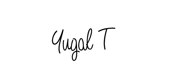 Design your own signature with our free online signature maker. With this signature software, you can create a handwritten (Angelique-Rose-font-FFP) signature for name Yugal T. Yugal T signature style 5 images and pictures png