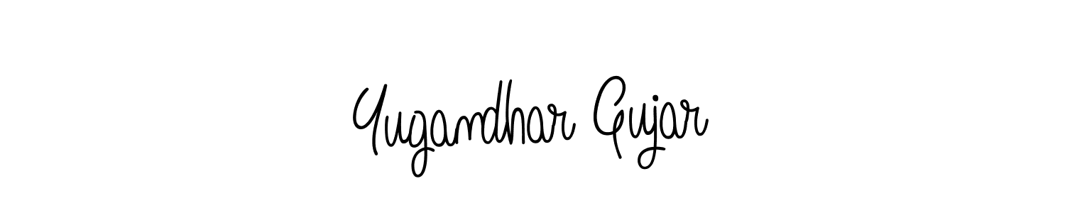 How to make Yugandhar Gujar name signature. Use Angelique-Rose-font-FFP style for creating short signs online. This is the latest handwritten sign. Yugandhar Gujar signature style 5 images and pictures png