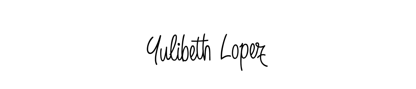 The best way (Angelique-Rose-font-FFP) to make a short signature is to pick only two or three words in your name. The name Yulibeth Lopez include a total of six letters. For converting this name. Yulibeth Lopez signature style 5 images and pictures png