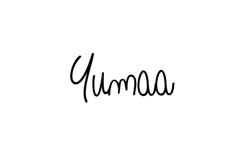 Use a signature maker to create a handwritten signature online. With this signature software, you can design (Angelique-Rose-font-FFP) your own signature for name Yumaa. Yumaa signature style 5 images and pictures png