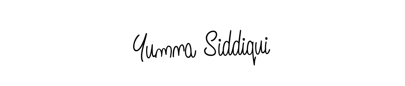 How to make Yumna Siddiqui name signature. Use Angelique-Rose-font-FFP style for creating short signs online. This is the latest handwritten sign. Yumna Siddiqui signature style 5 images and pictures png
