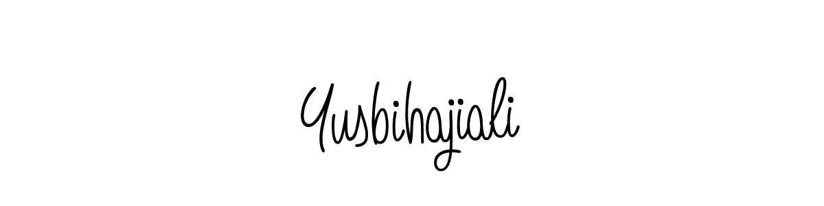 Make a beautiful signature design for name Yusbihajiali. With this signature (Angelique-Rose-font-FFP) style, you can create a handwritten signature for free. Yusbihajiali signature style 5 images and pictures png