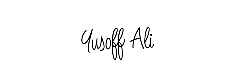 Use a signature maker to create a handwritten signature online. With this signature software, you can design (Angelique-Rose-font-FFP) your own signature for name Yusoff Ali. Yusoff Ali signature style 5 images and pictures png