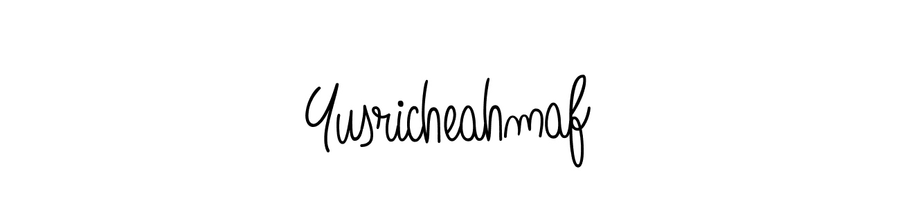 Make a beautiful signature design for name Yusricheahmaf. With this signature (Angelique-Rose-font-FFP) style, you can create a handwritten signature for free. Yusricheahmaf signature style 5 images and pictures png