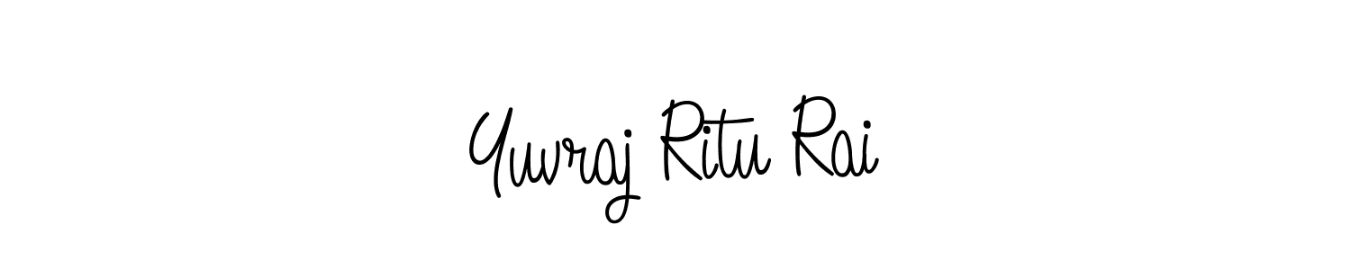 How to make Yuvraj Ritu Rai name signature. Use Angelique-Rose-font-FFP style for creating short signs online. This is the latest handwritten sign. Yuvraj Ritu Rai signature style 5 images and pictures png