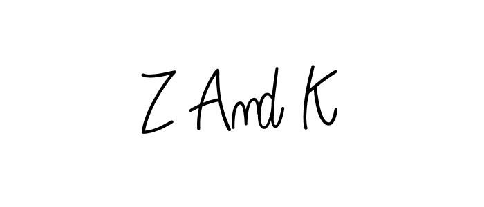 Z And K stylish signature style. Best Handwritten Sign (Angelique-Rose-font-FFP) for my name. Handwritten Signature Collection Ideas for my name Z And K. Z And K signature style 5 images and pictures png