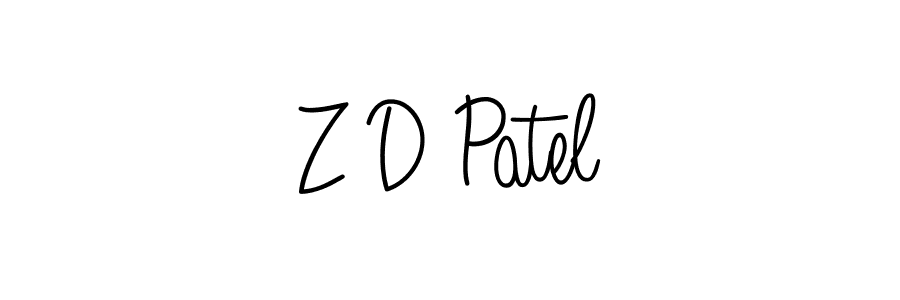 Use a signature maker to create a handwritten signature online. With this signature software, you can design (Angelique-Rose-font-FFP) your own signature for name Z D Patel. Z D Patel signature style 5 images and pictures png
