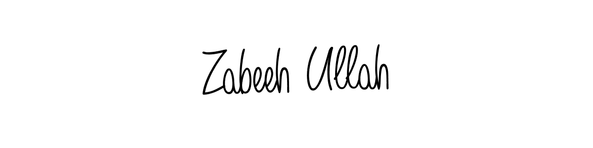 Create a beautiful signature design for name Zabeeh Ullah. With this signature (Angelique-Rose-font-FFP) fonts, you can make a handwritten signature for free. Zabeeh Ullah signature style 5 images and pictures png