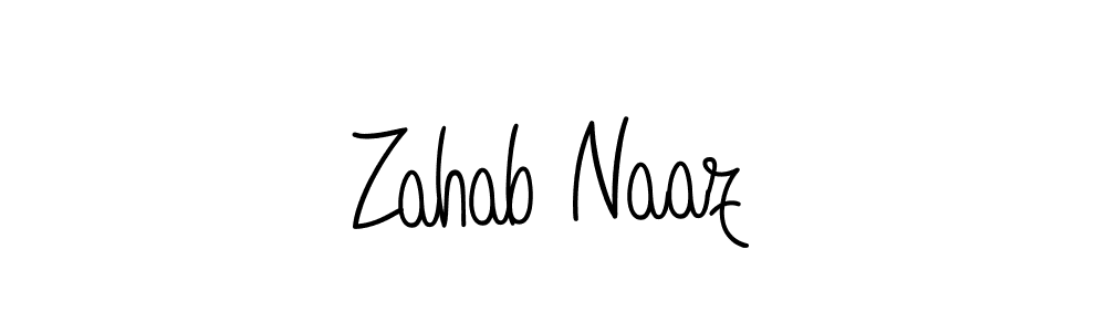 Make a beautiful signature design for name Zahab Naaz. With this signature (Angelique-Rose-font-FFP) style, you can create a handwritten signature for free. Zahab Naaz signature style 5 images and pictures png