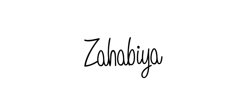 Make a beautiful signature design for name Zahabiya. With this signature (Angelique-Rose-font-FFP) style, you can create a handwritten signature for free. Zahabiya signature style 5 images and pictures png