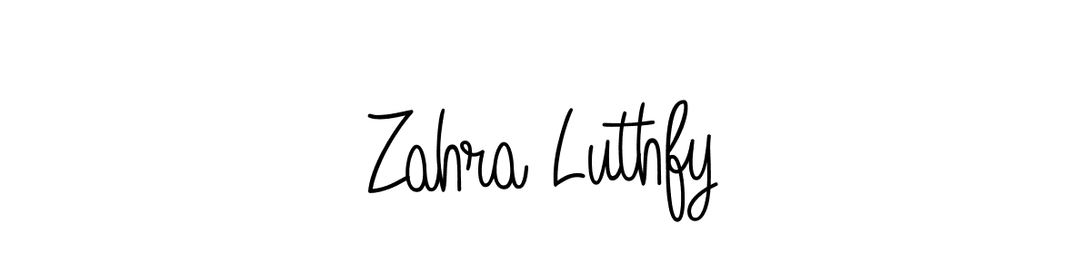 How to make Zahra Luthfy name signature. Use Angelique-Rose-font-FFP style for creating short signs online. This is the latest handwritten sign. Zahra Luthfy signature style 5 images and pictures png