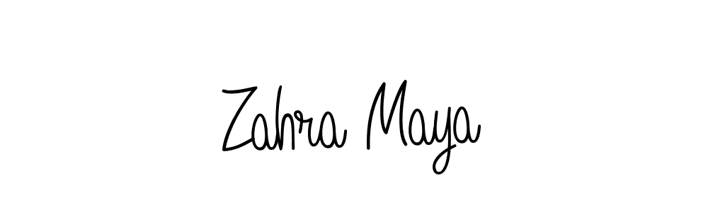 Make a beautiful signature design for name Zahra Maya. With this signature (Angelique-Rose-font-FFP) style, you can create a handwritten signature for free. Zahra Maya signature style 5 images and pictures png