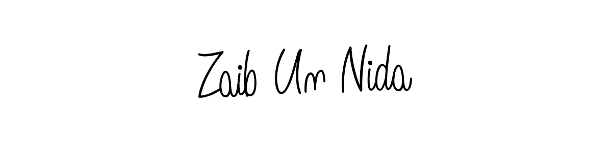 How to make Zaib Un Nida name signature. Use Angelique-Rose-font-FFP style for creating short signs online. This is the latest handwritten sign. Zaib Un Nida signature style 5 images and pictures png