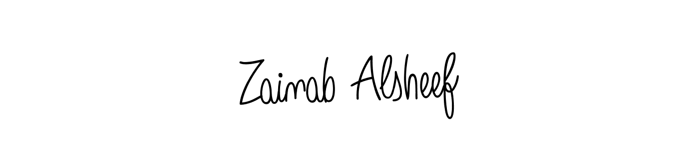 Also we have Zainab Alsheef name is the best signature style. Create professional handwritten signature collection using Angelique-Rose-font-FFP autograph style. Zainab Alsheef signature style 5 images and pictures png