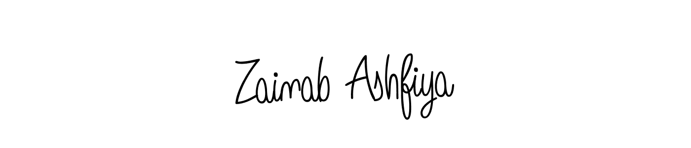 Use a signature maker to create a handwritten signature online. With this signature software, you can design (Angelique-Rose-font-FFP) your own signature for name Zainab Ashfiya. Zainab Ashfiya signature style 5 images and pictures png