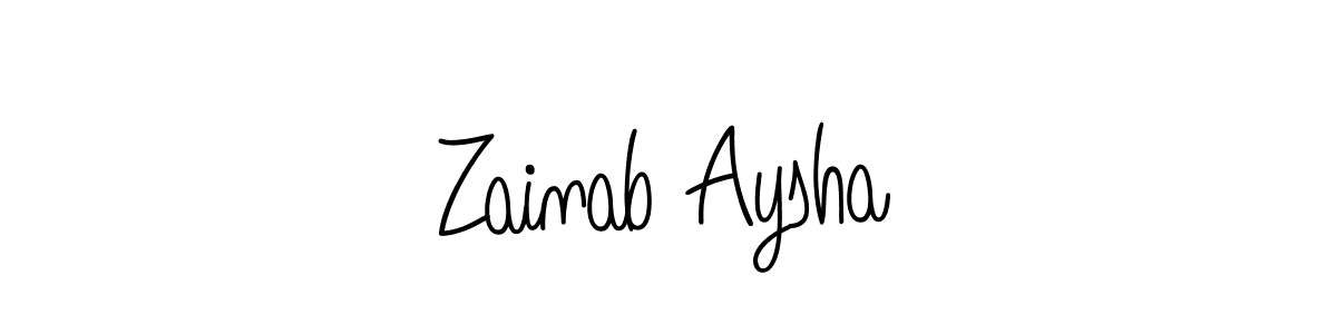 How to make Zainab Aysha name signature. Use Angelique-Rose-font-FFP style for creating short signs online. This is the latest handwritten sign. Zainab Aysha signature style 5 images and pictures png