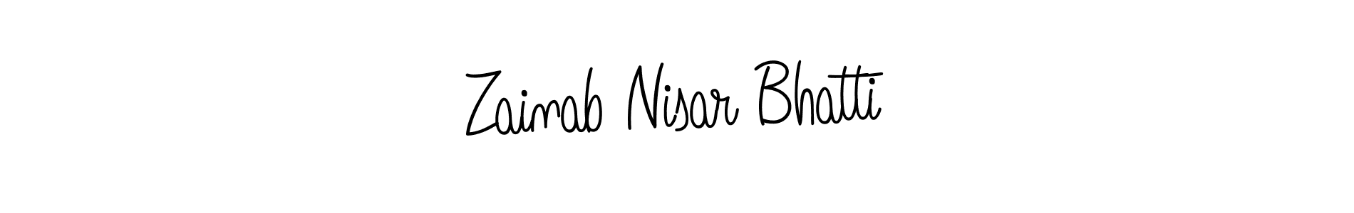 Make a beautiful signature design for name Zainab Nisar Bhatti. With this signature (Angelique-Rose-font-FFP) style, you can create a handwritten signature for free. Zainab Nisar Bhatti signature style 5 images and pictures png