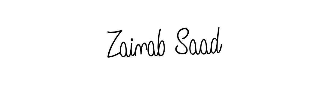 Use a signature maker to create a handwritten signature online. With this signature software, you can design (Angelique-Rose-font-FFP) your own signature for name Zainab Saad. Zainab Saad signature style 5 images and pictures png