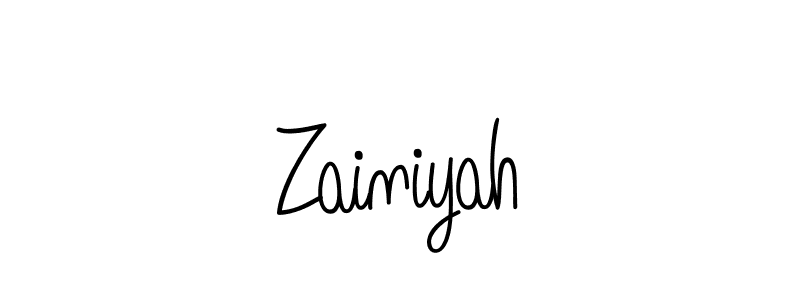 You should practise on your own different ways (Angelique-Rose-font-FFP) to write your name (Zainiyah) in signature. don't let someone else do it for you. Zainiyah signature style 5 images and pictures png