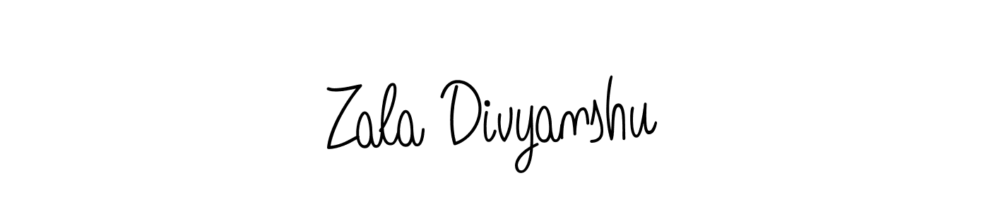 Create a beautiful signature design for name Zala Divyanshu. With this signature (Angelique-Rose-font-FFP) fonts, you can make a handwritten signature for free. Zala Divyanshu signature style 5 images and pictures png