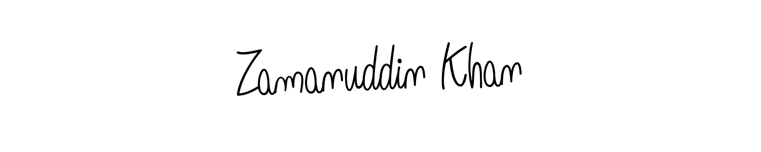 Create a beautiful signature design for name Zamanuddin Khan. With this signature (Angelique-Rose-font-FFP) fonts, you can make a handwritten signature for free. Zamanuddin Khan signature style 5 images and pictures png