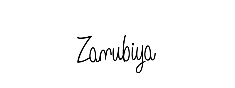 Make a beautiful signature design for name Zanubiya. With this signature (Angelique-Rose-font-FFP) style, you can create a handwritten signature for free. Zanubiya signature style 5 images and pictures png